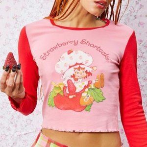 Dolls Kill X Strawberry Shortcake - Long Sleeve Crop T-shirt - Size Medium